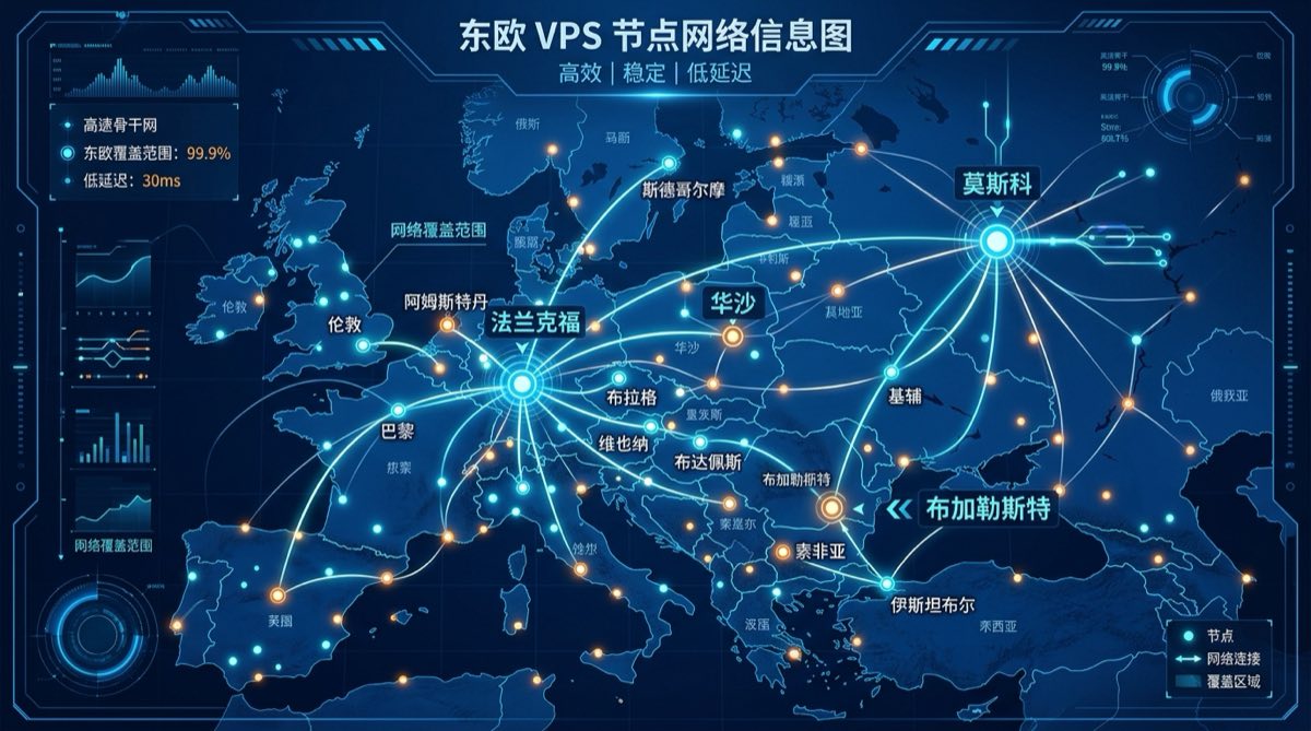 莫斯科与其他东欧VPS节点覆盖范围对比