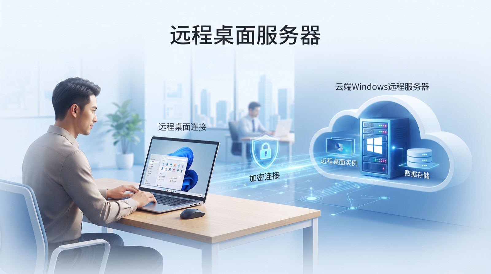 远程桌面服务器的选型与安全连接示意图