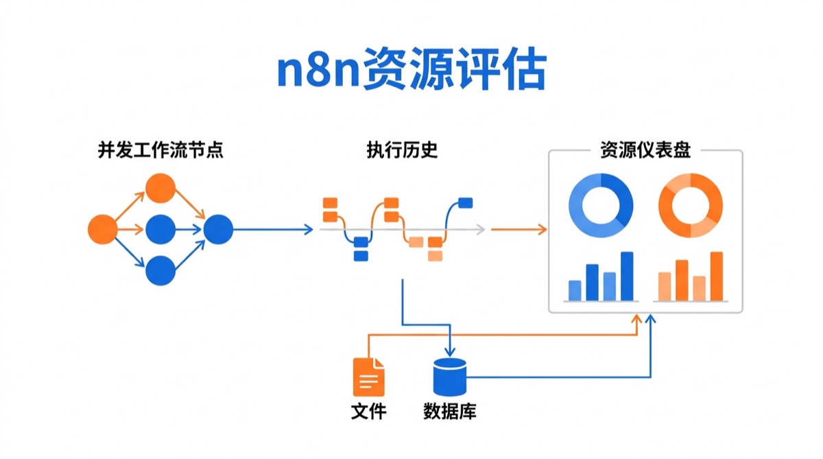 按并发工作流、执行历史、文件和数据库评估n8n服务器资源
