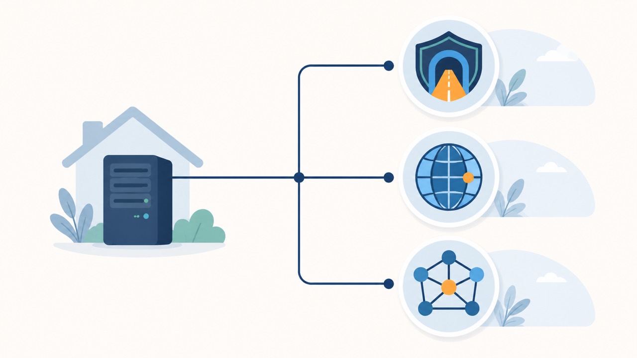 CasaOS 文件管理与远程访问示意图:文件浏览器 + Cloudflare Tunnel 远程连接