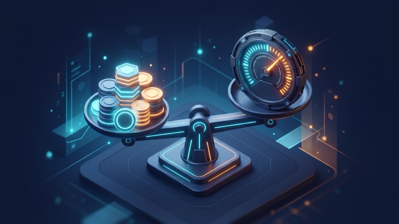 一侧是 token 堆,另一侧是速度仪表的天平